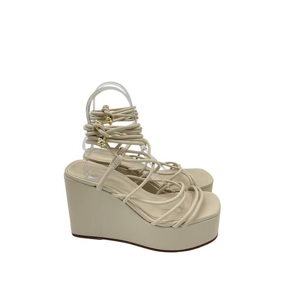 Schutz Strappy White Magdalena Wedge Sandals Size 6.5 - Picture 2 of 7